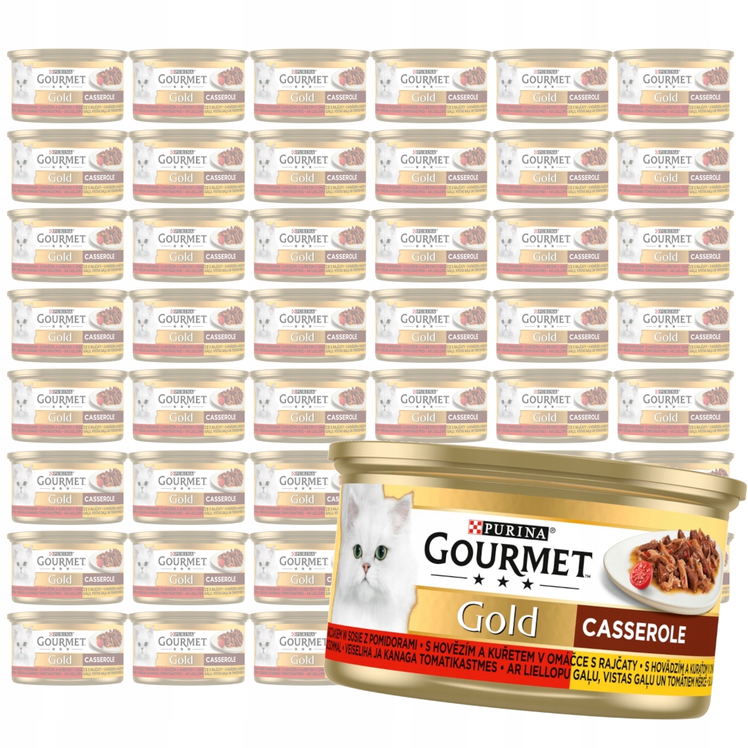 Levně Purina Gourmet Gold Casserole 48x85g Mokré Krmivo Pro Kočky Kuřecí hovězí maso