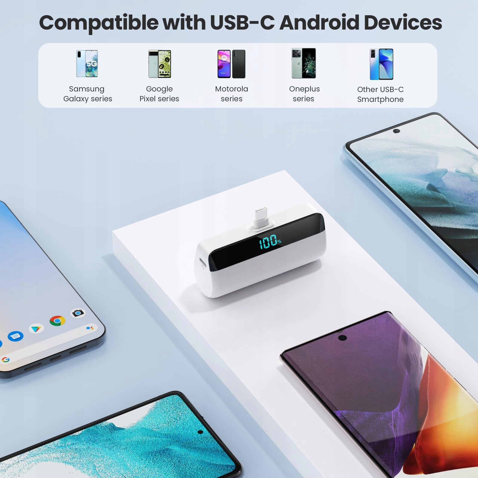 FEOB Mini Power Bank 5200mAh USB C LCD Do iPhone Samsung Android — miniatura 3