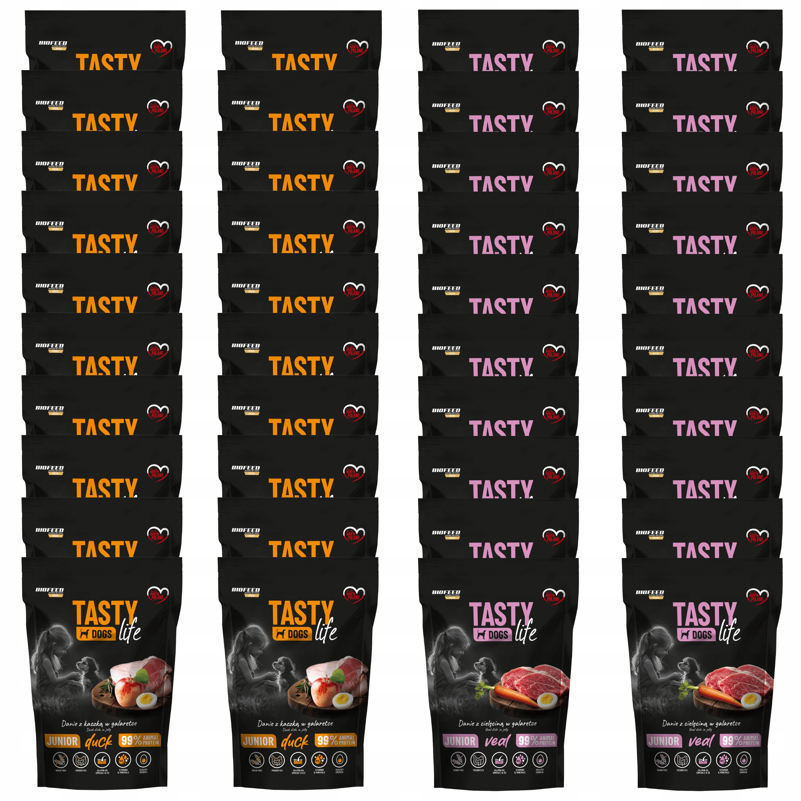 Levně Krmivo pro štěňata Biofeed Tasty Life Junior mix chutí 40 x 150 g