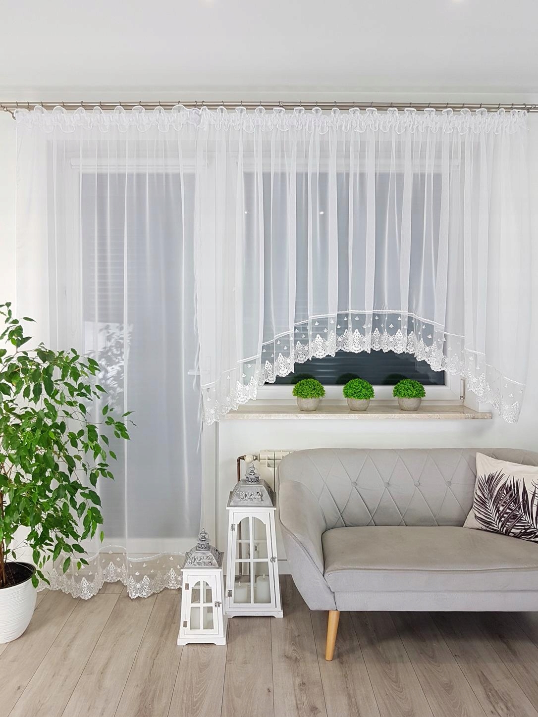 Okno Balkonowe Firanka Gotowa Haft Do Salonu Sypialni Na Taśmie 250CM