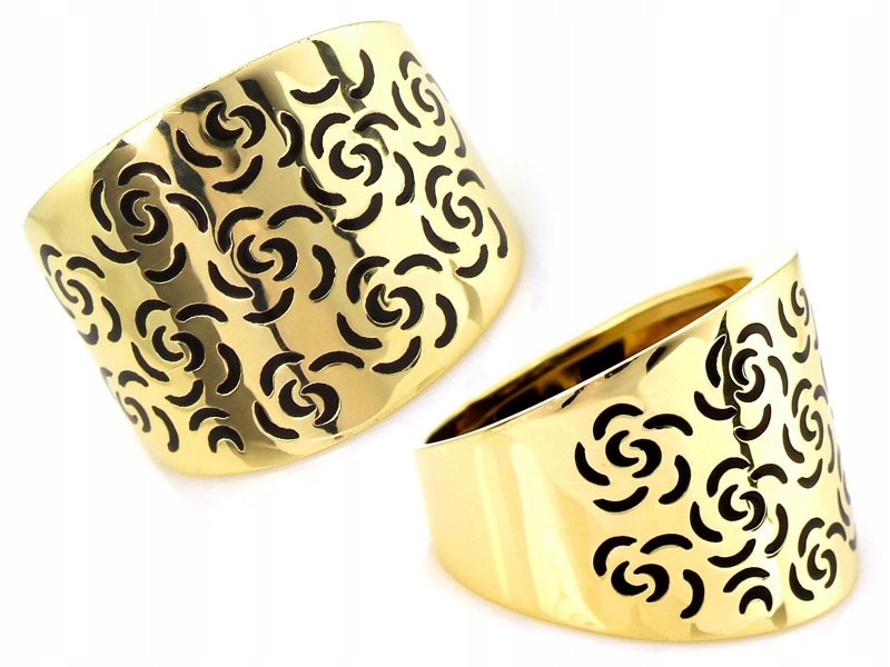 Prstýnek 585 s černým smaltem, velký, s trojrozměrným tvarem r18