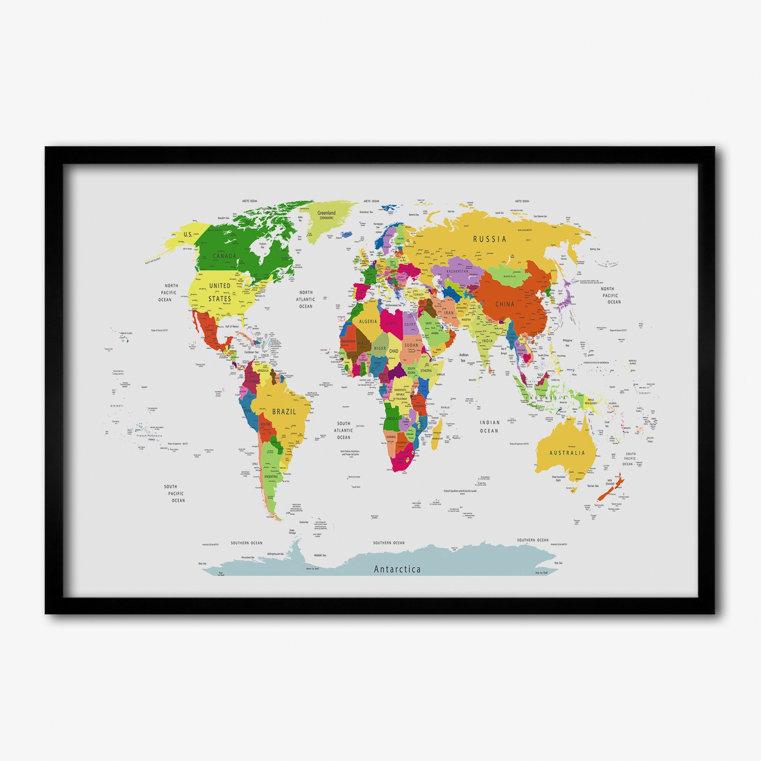 Foto tištěný obraz rámeček mdf Mapa světa 100x70