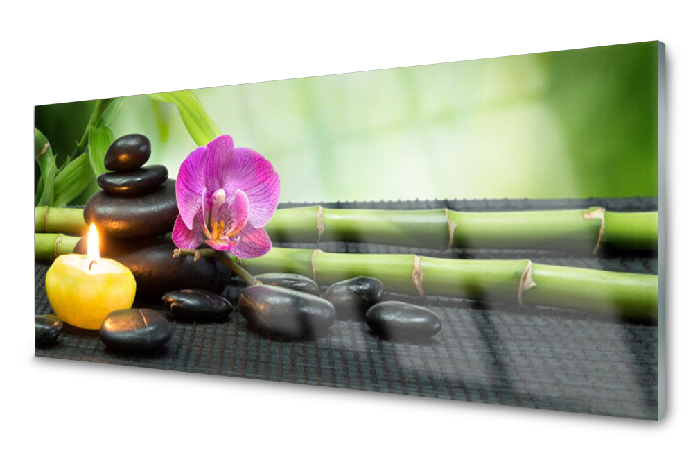 

Panel szklany do kuchni Bambus Kwiat Zen 125x50