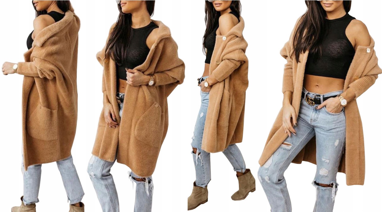 

Płaszcz Alpaka Długi Płaszczyk Wełna Kurtka L