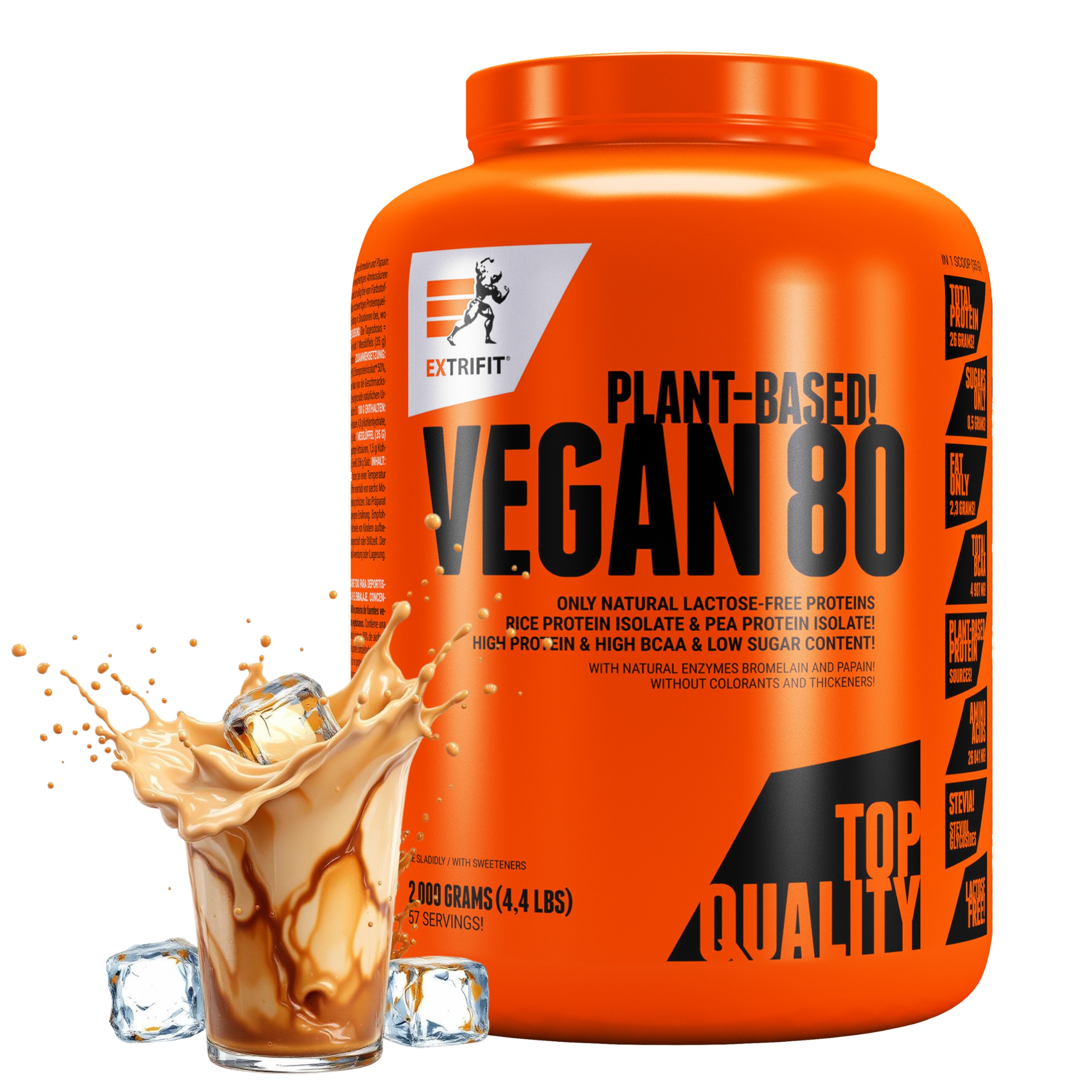 Rostlinné bílkoviny Extrifit Vegan 80 Prášek 2000 g Kávové Veganské