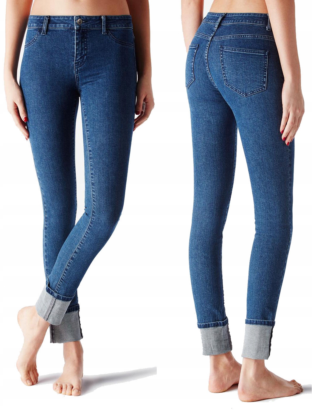 

Calzedonia Straight proste jeans jeggins granat M