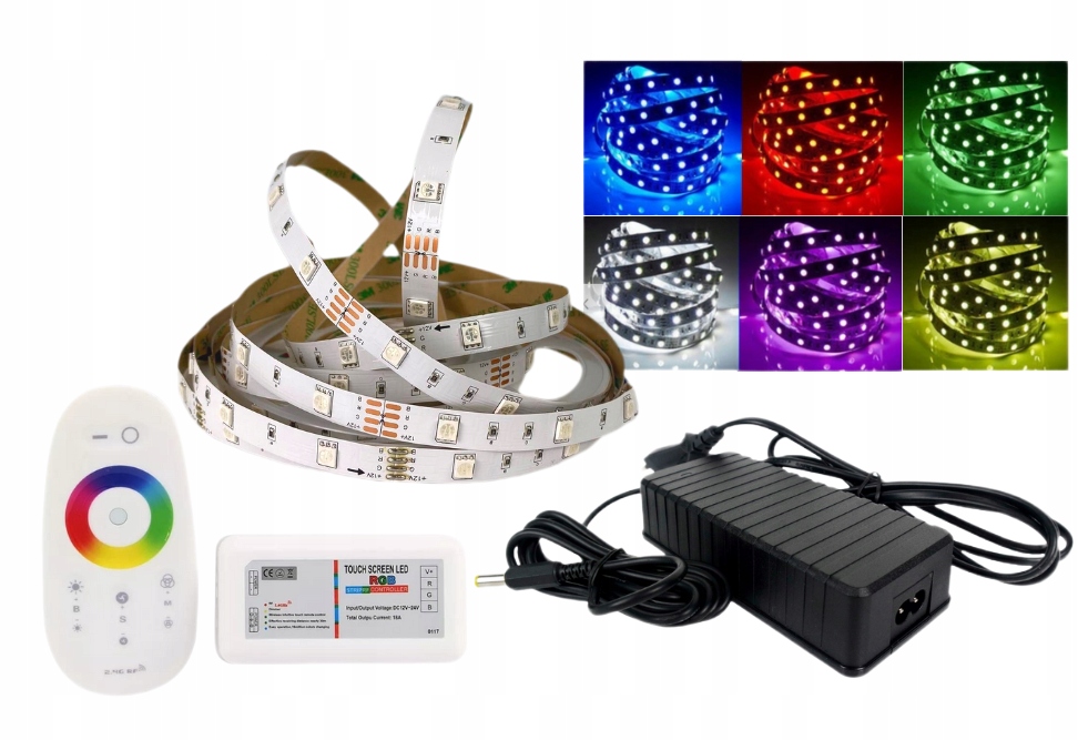 

Zestaw taśma Led 5050 Rgb pilot radiowy dotyk 5m