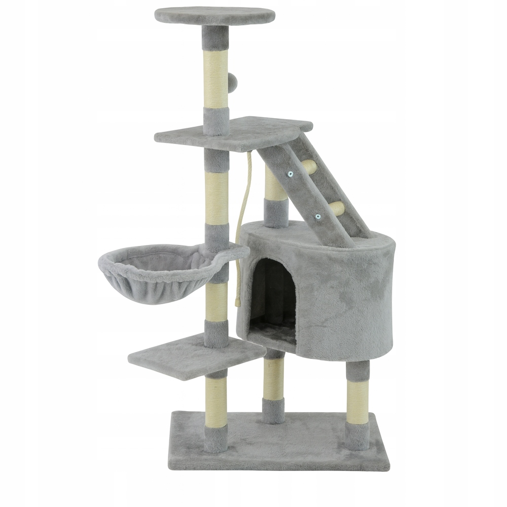 Drapak Dla Kota Legowisko Wieża Domek Słupek Zabawka Na Sznurku Szary
