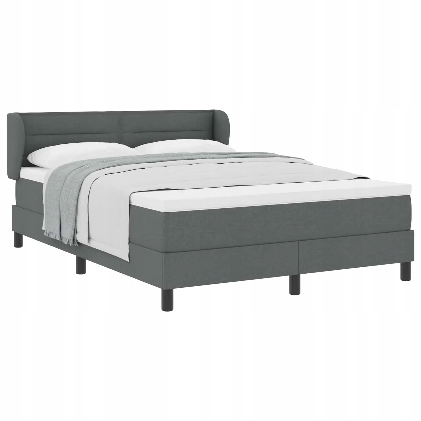 Postel Box Spring s matrací, tmavě šedá, 203 x 163 x 88 cm