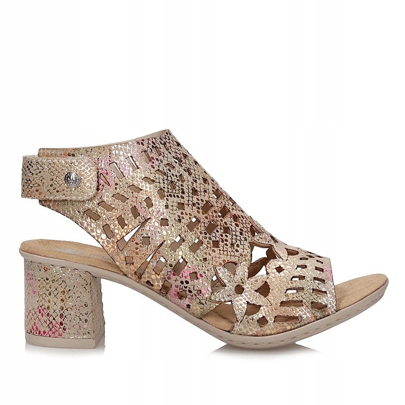 Dámské sandály Rieker 64780-90 multicolor s prolamovanou podrážkou a volnou patou