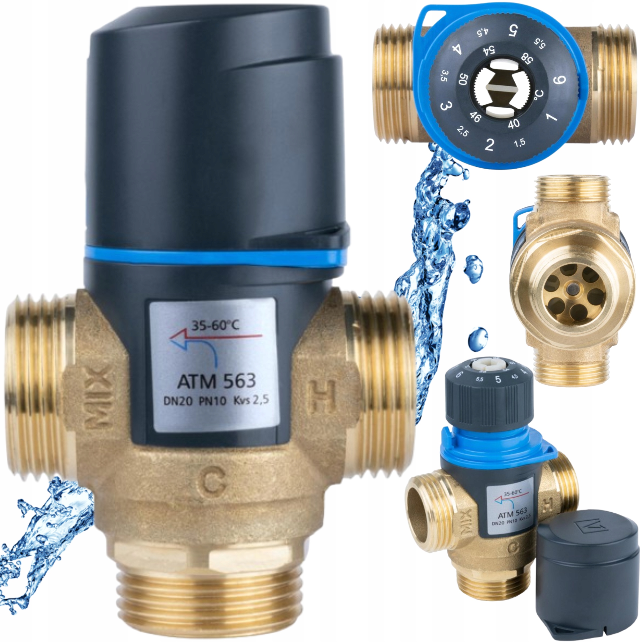 Termostatický Miešací Ventil Mosadzný Atm 563 1" 35-60°C 2,5 m³/h Afriso