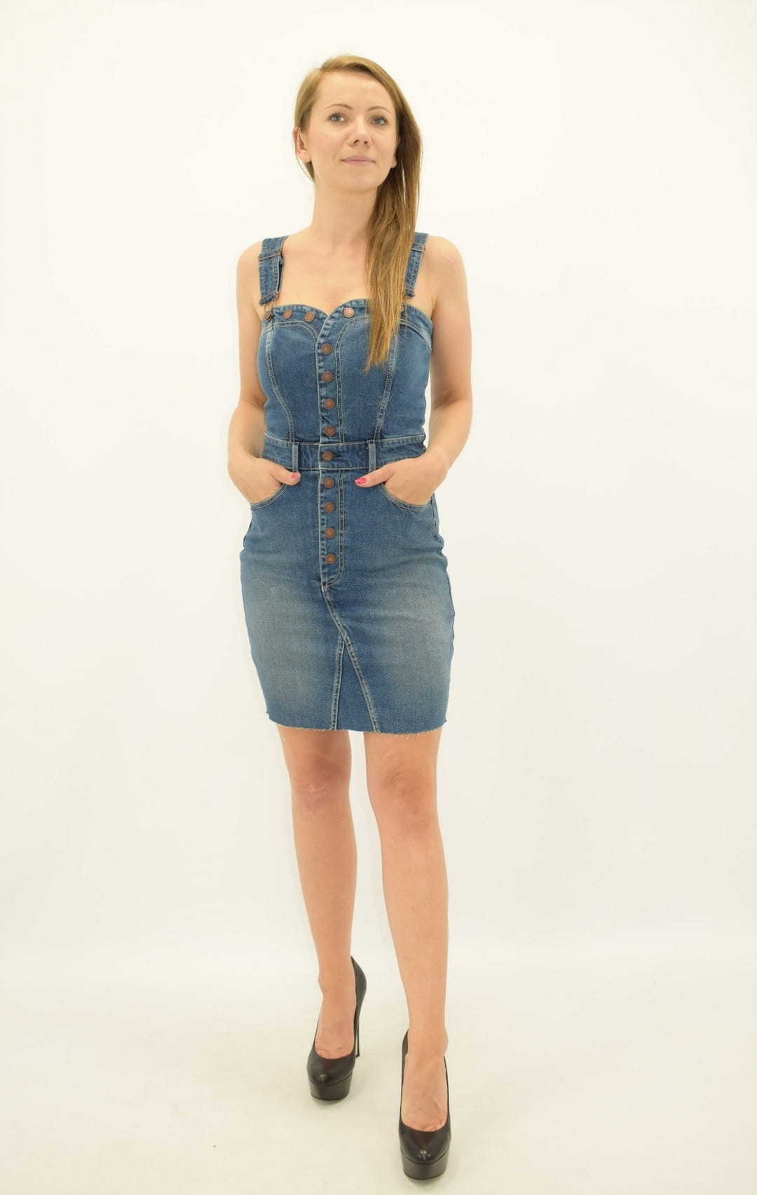 Sukienka Damska Guess Jeansowa W1YK33D46X7 Niebieska Xs