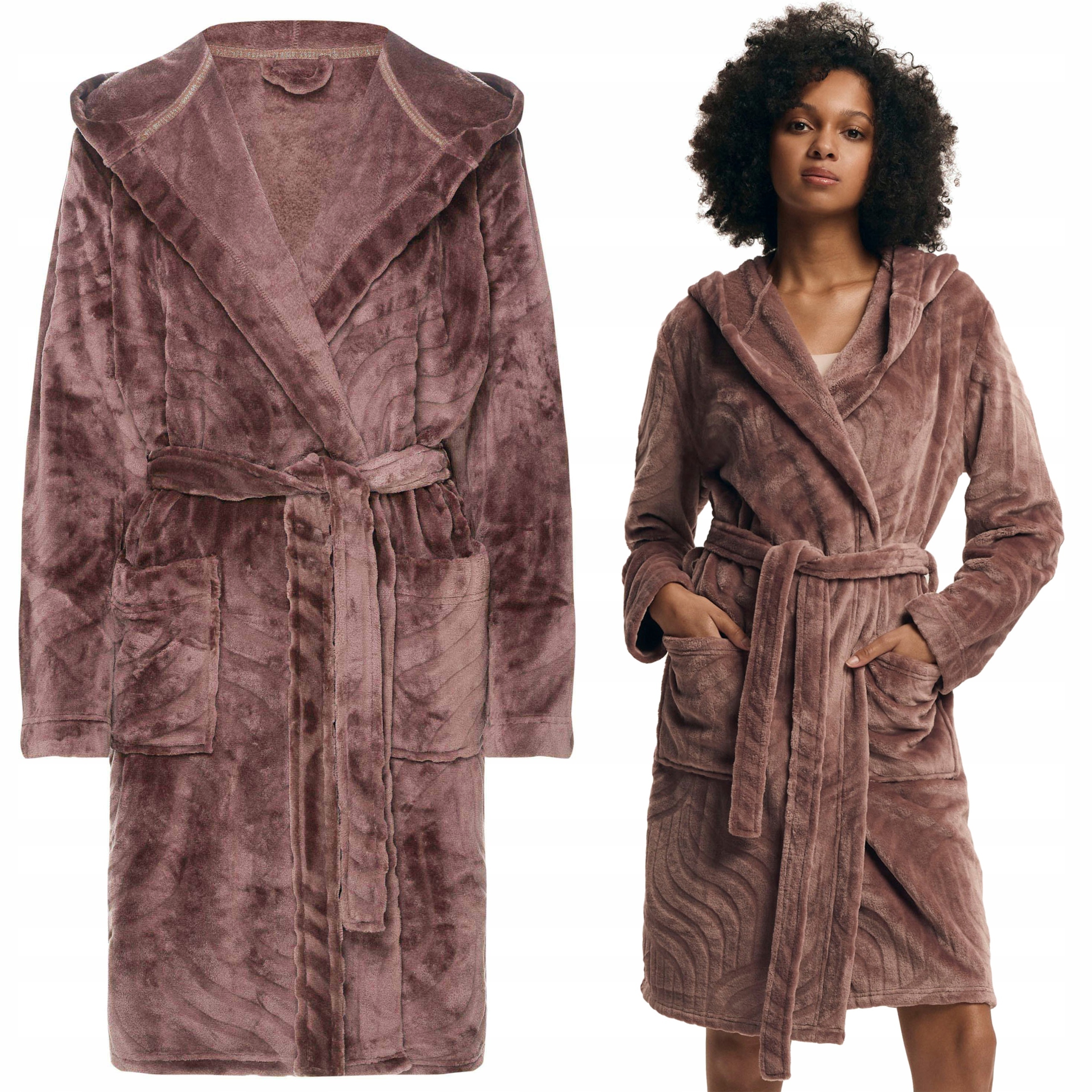 Dámský Župan Henderson Hřejivý plyšový fleecový s kapucí M