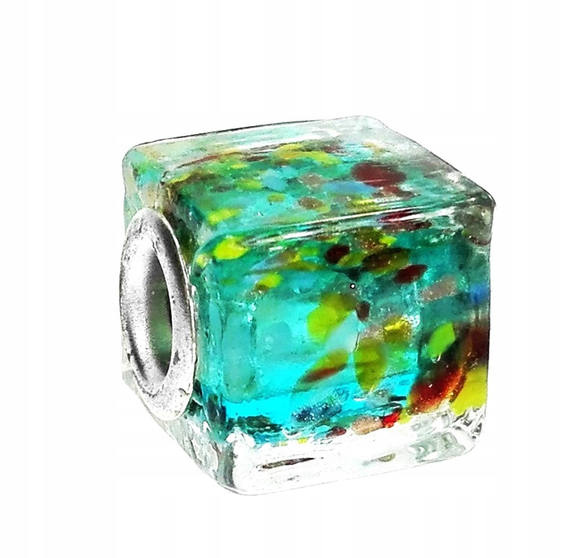 

Zawieszka beads szklany kostka mozaika błękitne