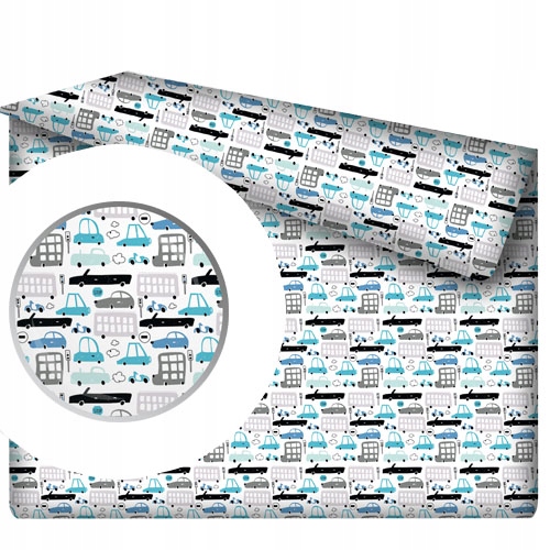 Простыня белая в автомобили модный узор 140х200