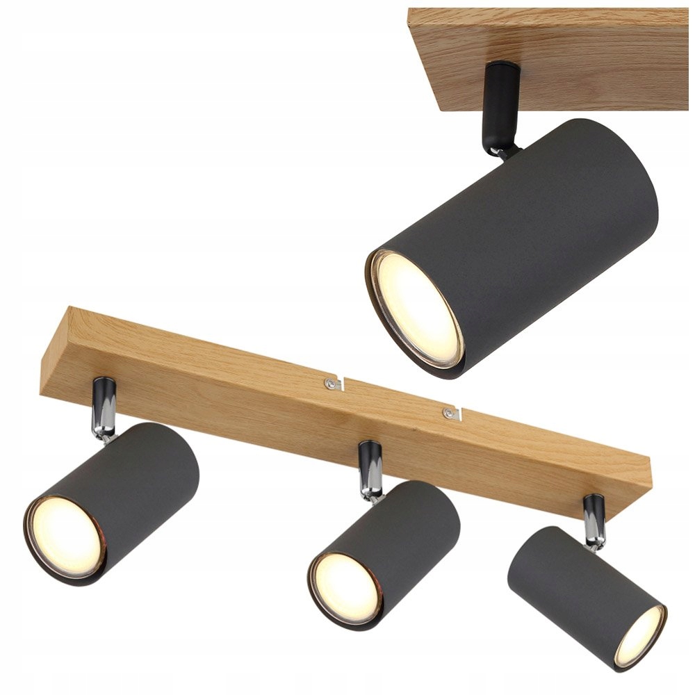 stropní svítidlo Globo Robby s tmavým grafit reflektorem, 3xGU10, nastavitelné