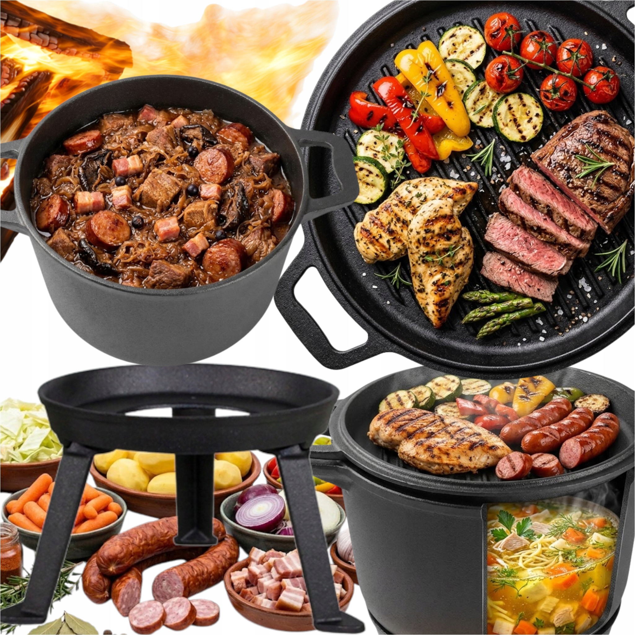 Demontovaná Lovecká Kotlička Panvica Liatinová Hrniec Misa 3v1 Bbq