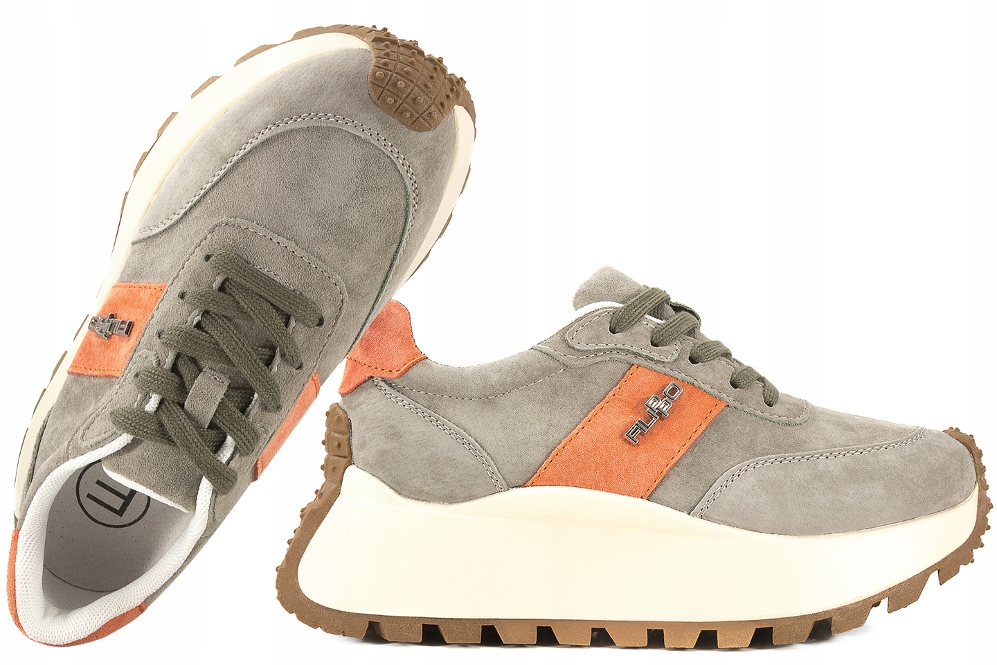 Filippo DP6785 Dámské Polobotky Tenisky Na Platformě Kůže khaki 38