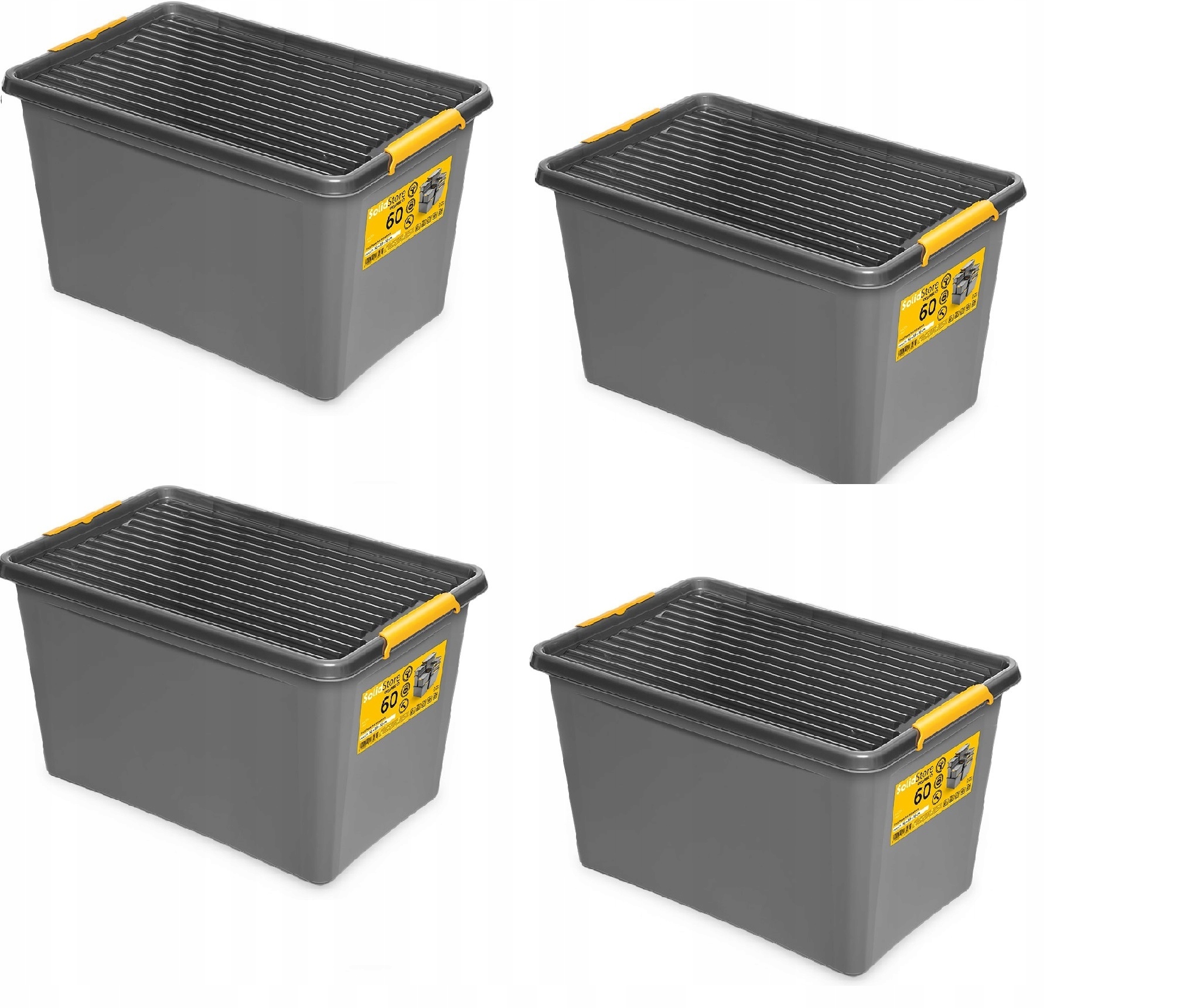

4xMOXOM 1732 Pojemnik Z Pokrywką, Kółka Solid 60L
