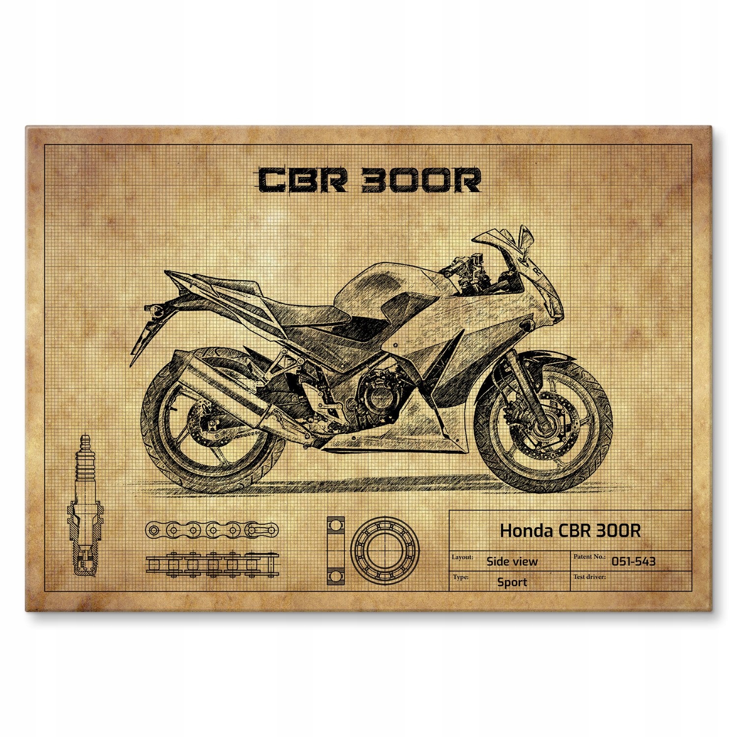 Kovový plakát Honda Cbr 300R Šidítko Plech 42 x 59,4 cm Dárek