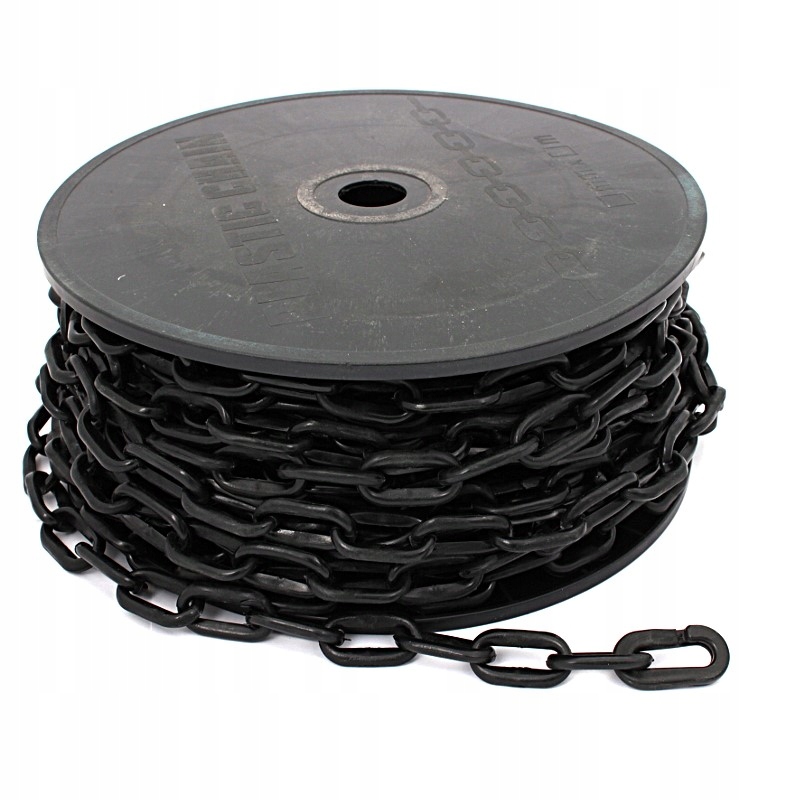 Plastový Řetěz Černý Výstražný 25 M 6 MM Plast Bozp Univerzální