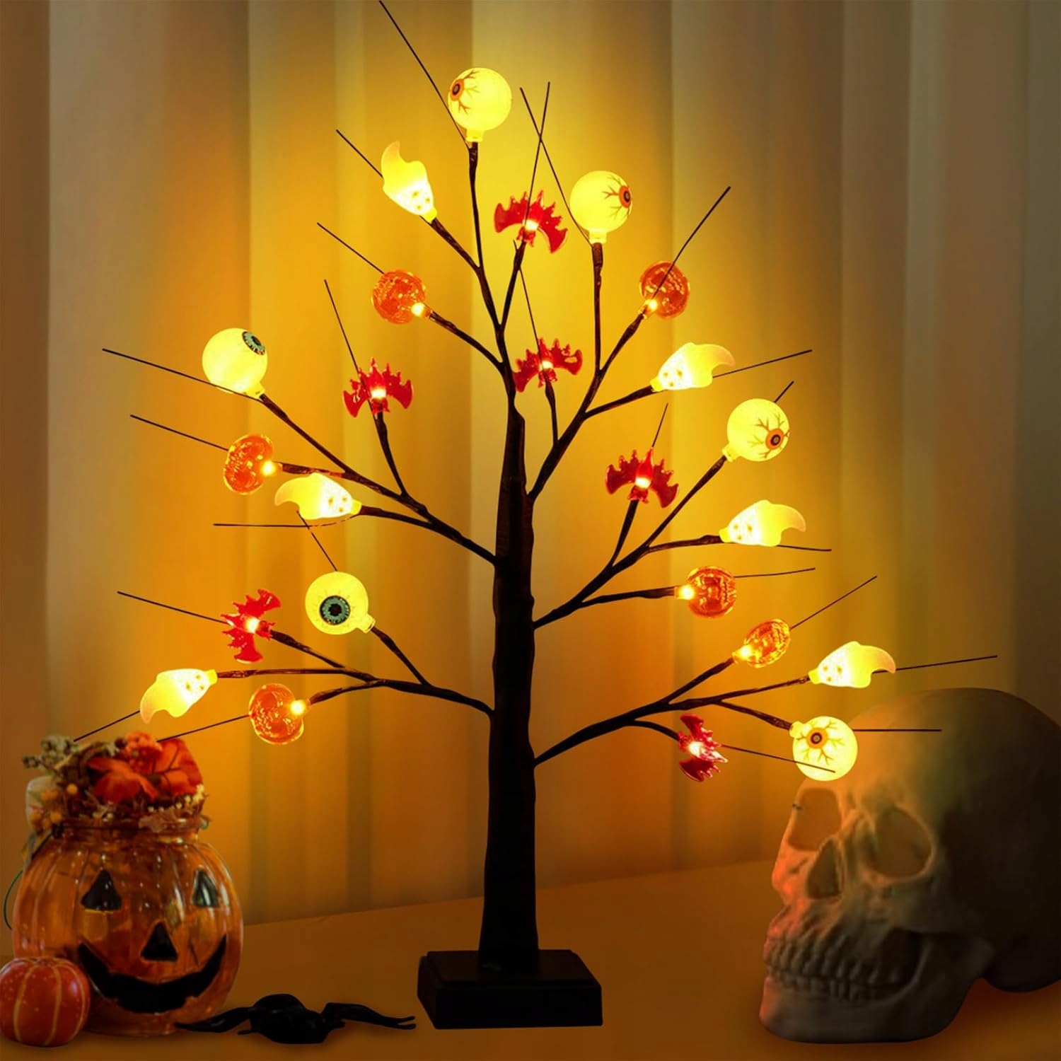 Dekorativní světelný stromek na Halloween, pro vnitřní použití, 24 Led diod