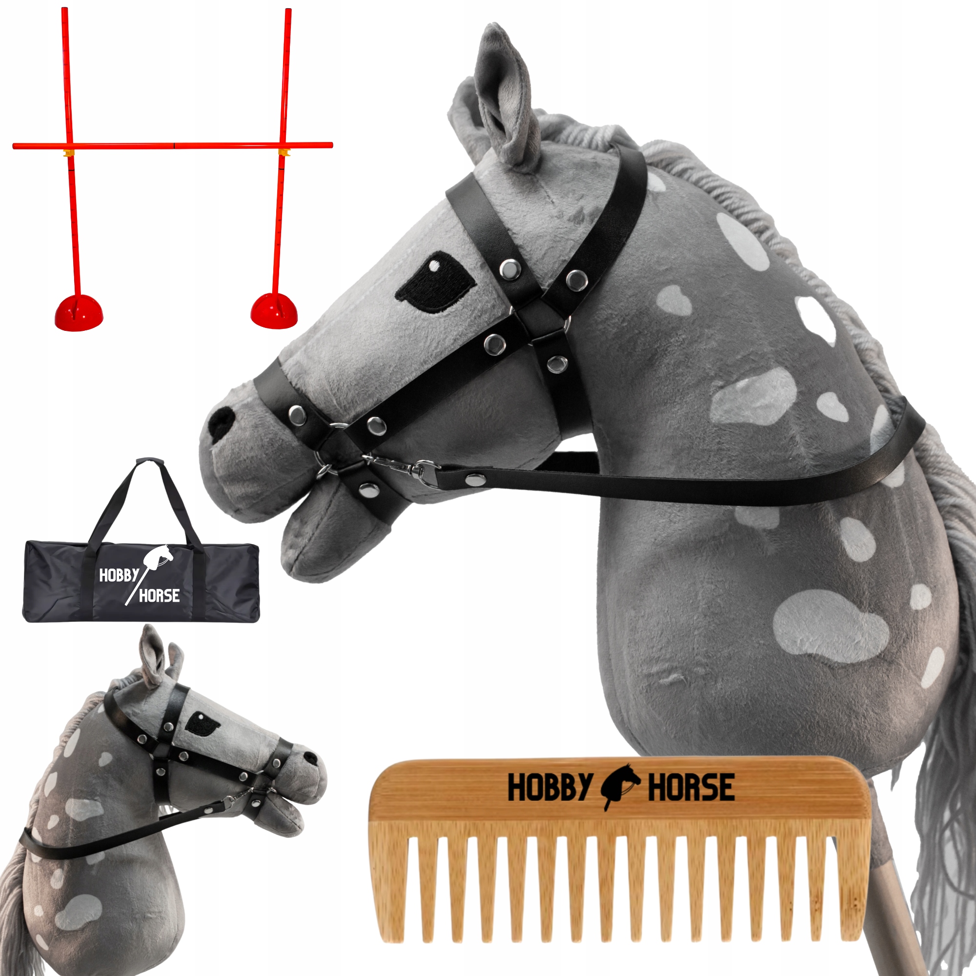Zestaw Hobby Horse Koń Na Kiju A3 Przeszkoda Do Skakania 120CM Grzebień