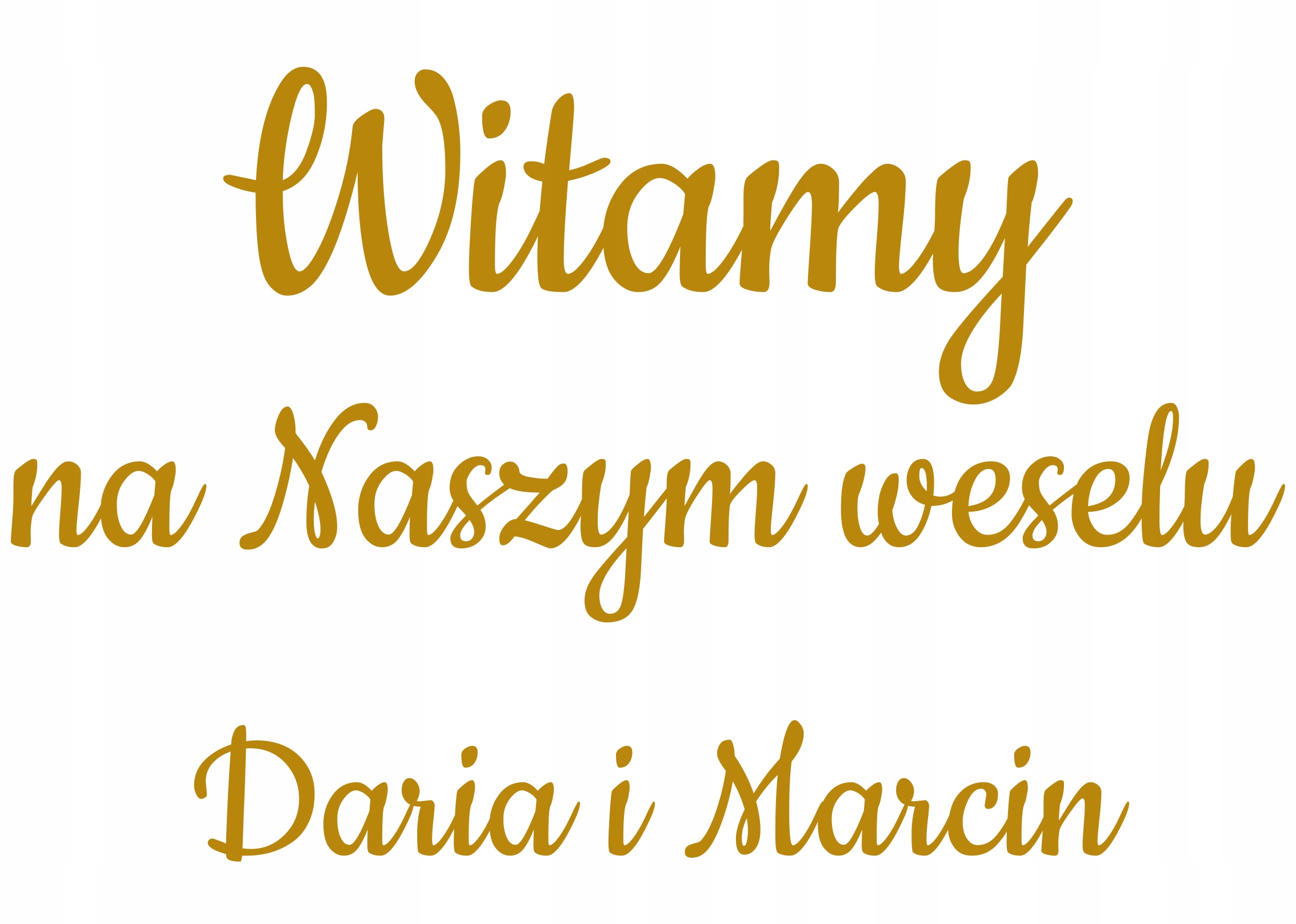 naklejka Witamy na Naszym weselu + Imiona 45x28