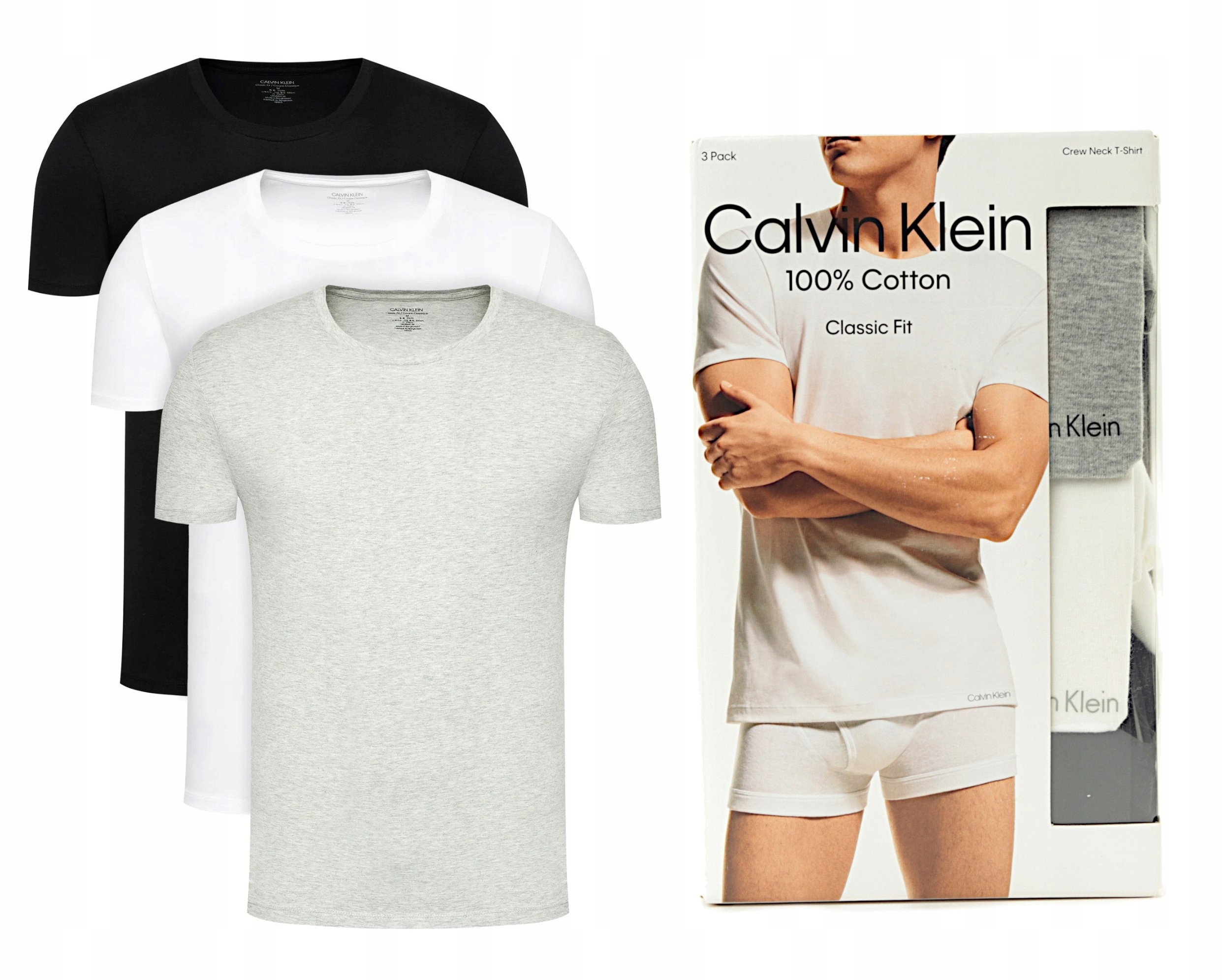 Tričko Calvin Klein Sada 3 Triček Cotton Classics 000NB4011E MP1 R XL