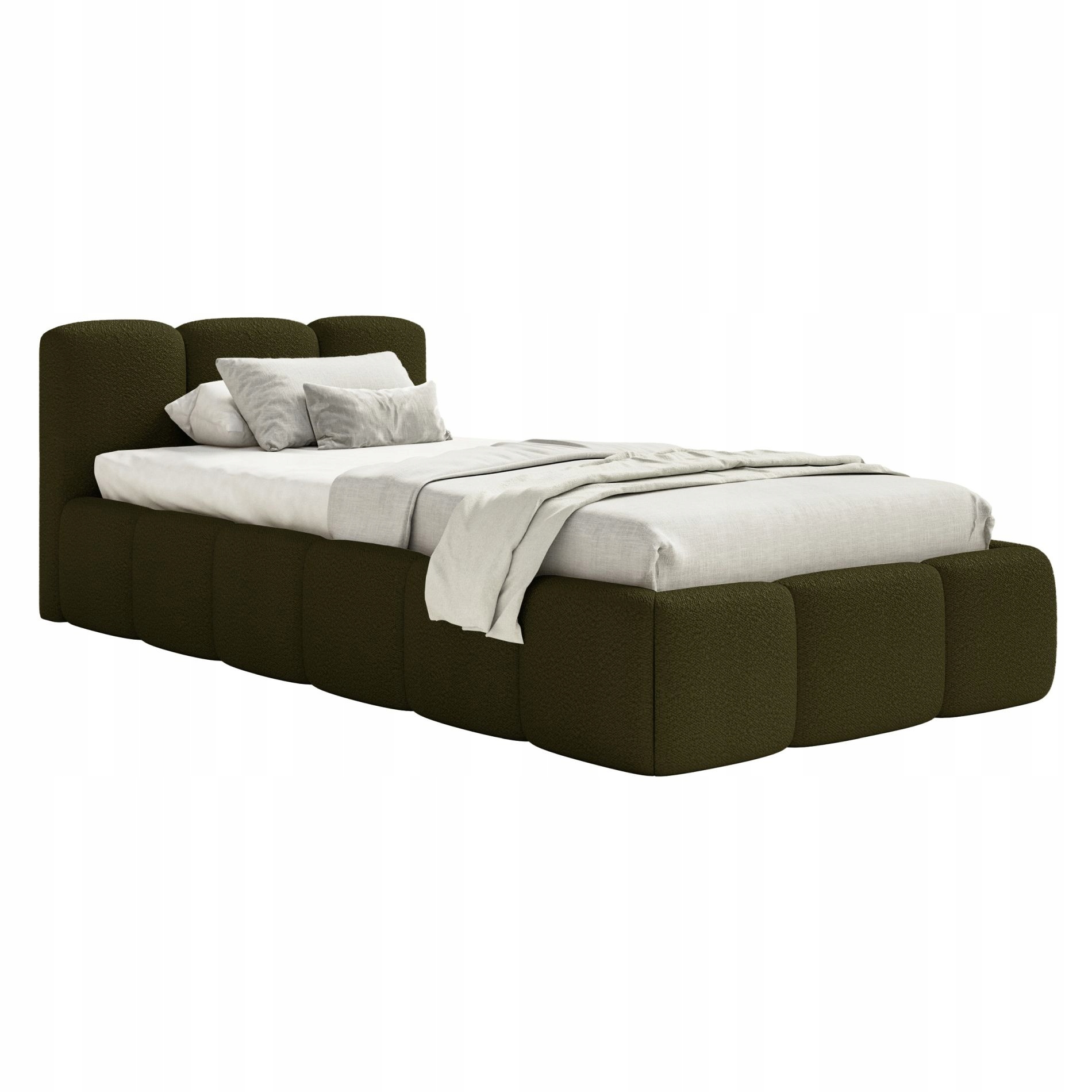 Čalouněná postel 90 x 200 cm Cloudy Low olivová boucle