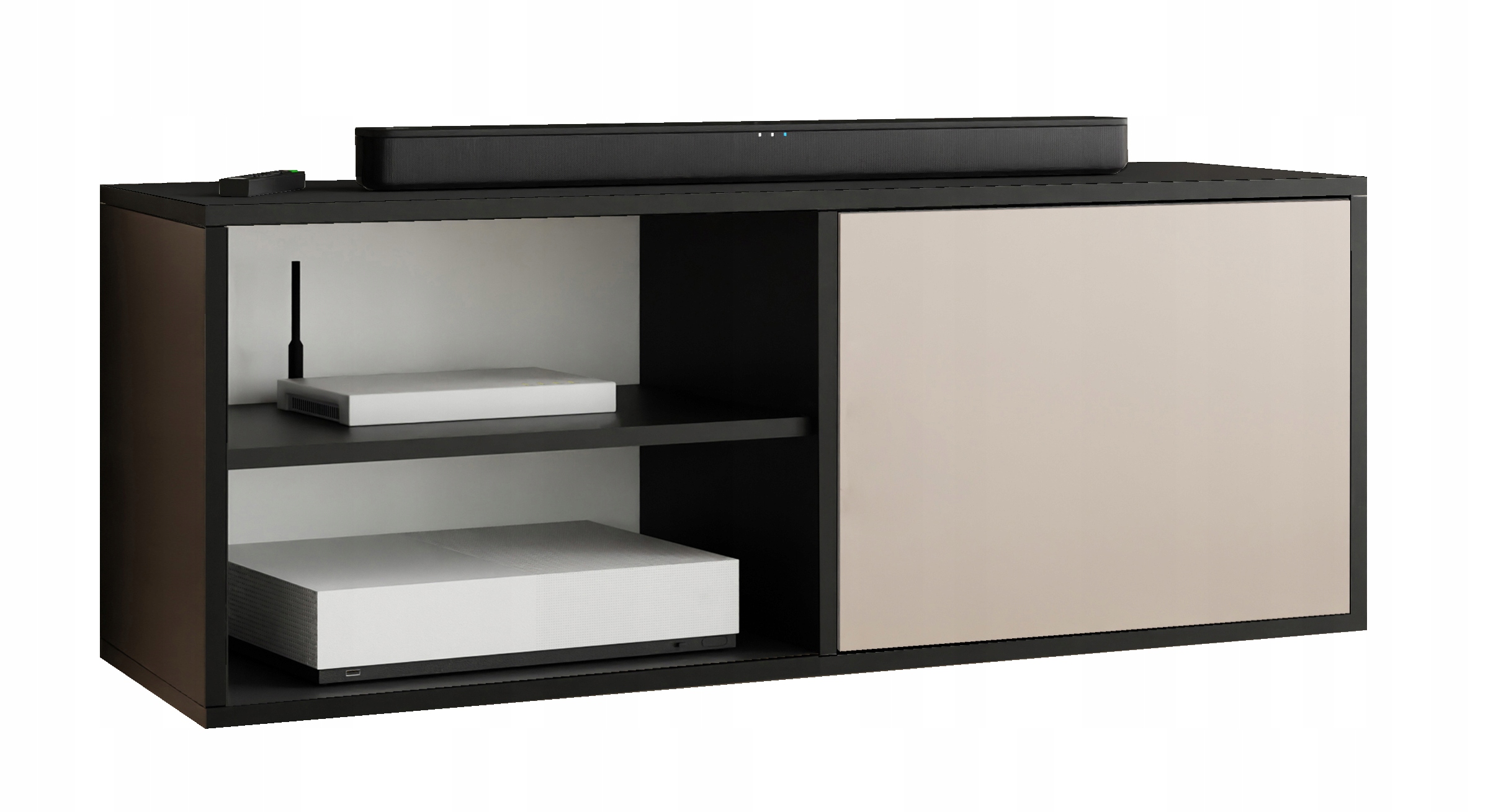 Rtv skříňka Coso 2 černá kašmír s otevřenou policí pod televizor