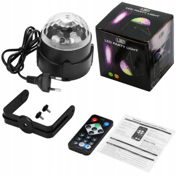 KULA DISCO PROJEKTOR DYSKOTEKOWY REFLEKTOR LED RGB Zasilanie sieciowe