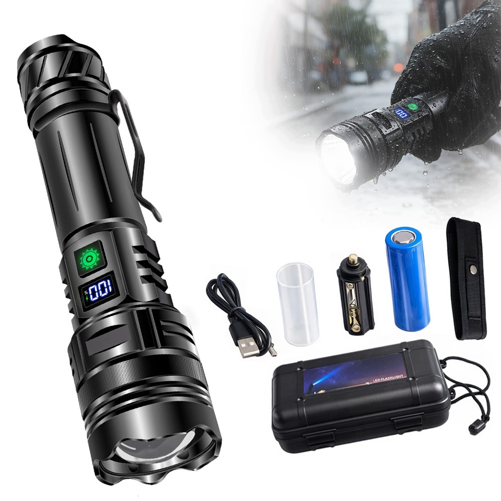 Akumulátorová Led Svítilna Výkonná Reflektor Zoom Usb Voděodolná