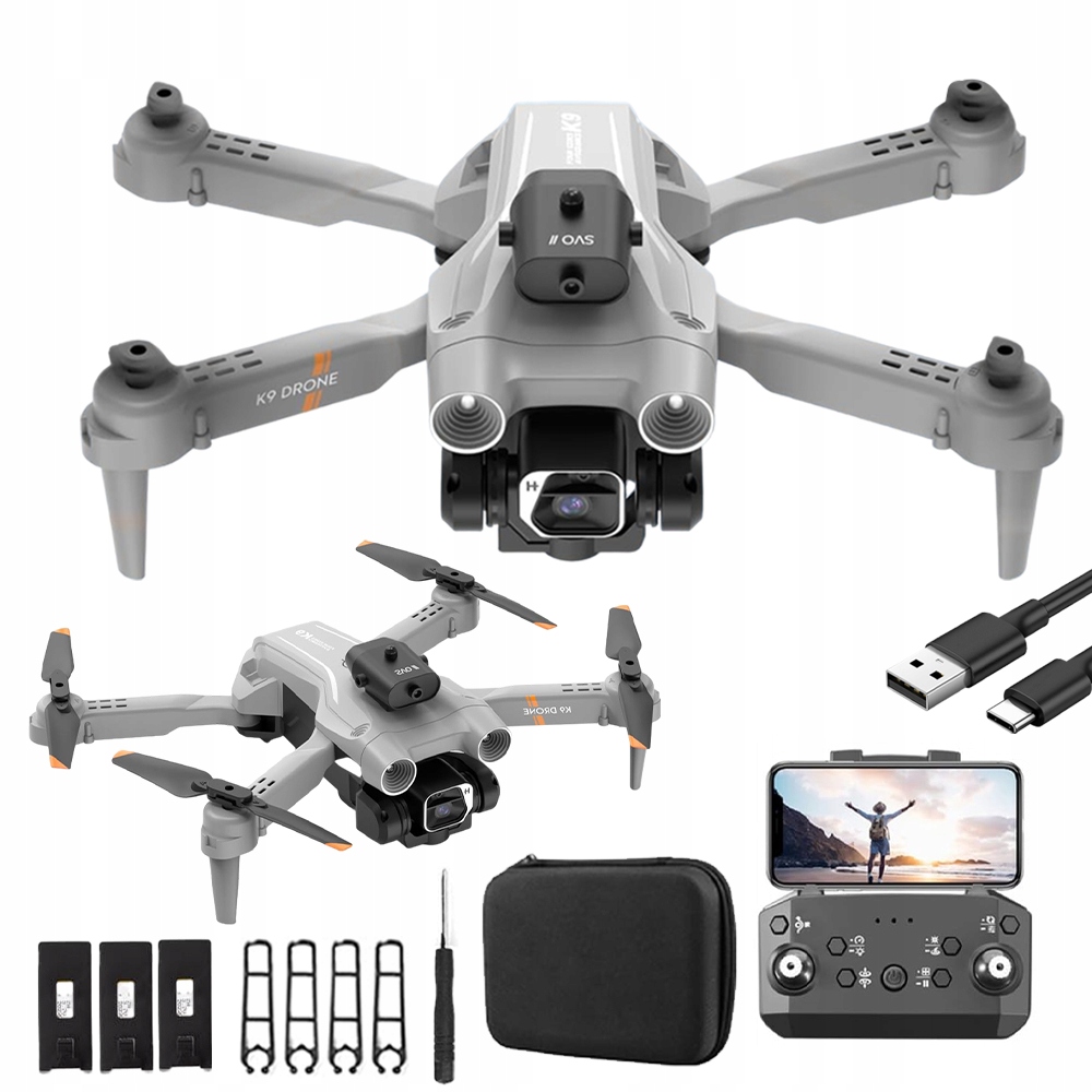 DRON 4K HD QUADCOPTER ZABAWKA UNIKANIE PRZESZKÓD ZAWIS 2x KAMERA 3x BATERIA