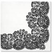 

Serwetki Czarna Koronka Biało-czarne