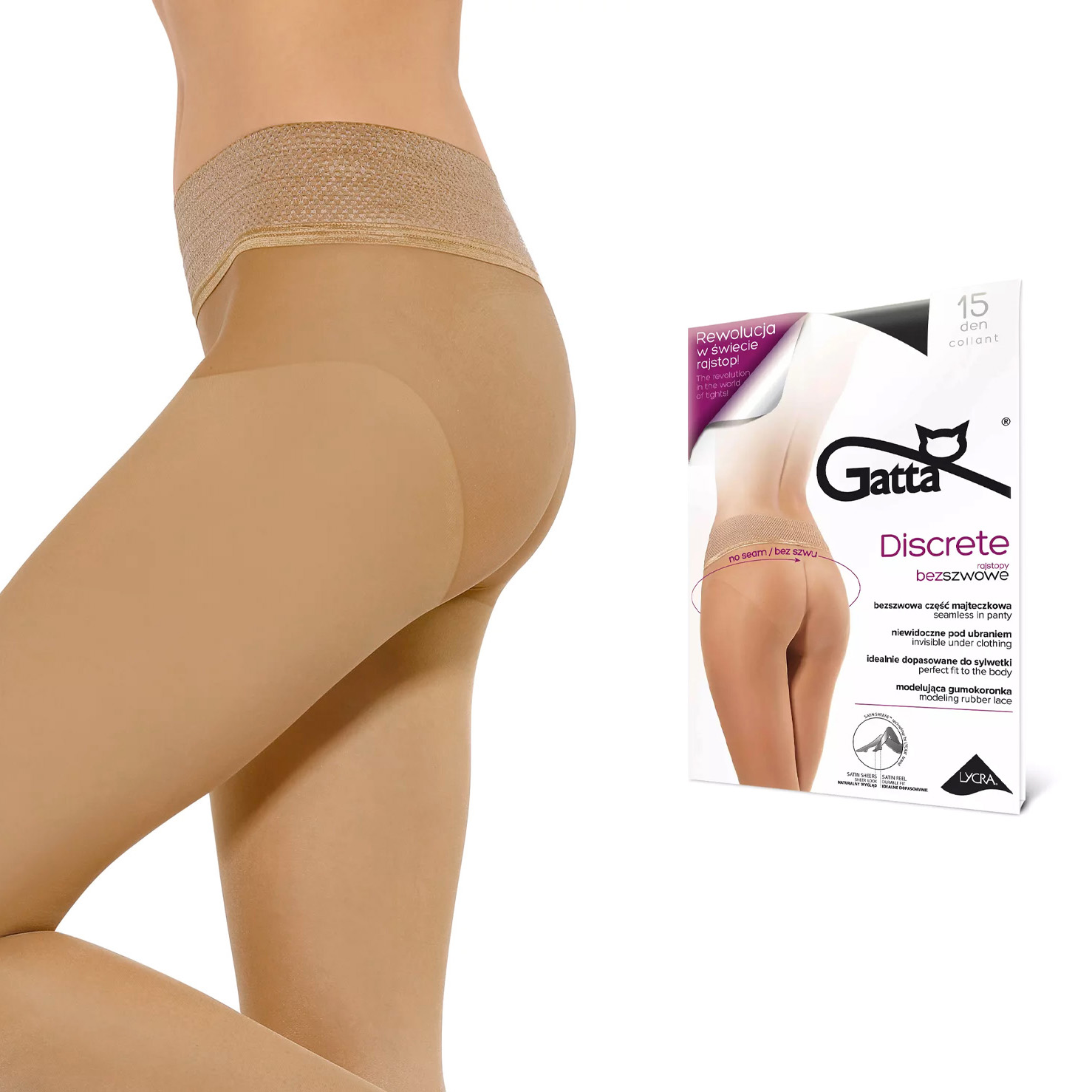 

Gatta Discrete rajstopy bezszwowe 15den Golden -r2