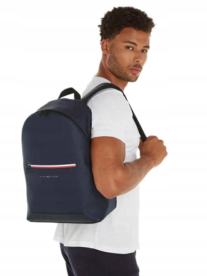 Nový Batoh Tommy Hilfiger Th Kůže Elegantní Pro Notebook A4 Námořnická Modrá