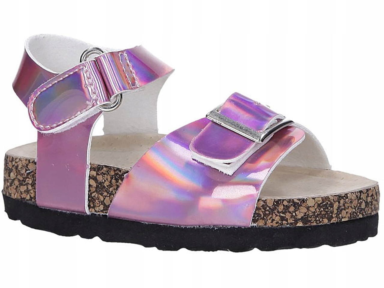 SANDAŁY HOLOGRAFICZNE DZIEWCZĘCE NA RZEPY KORKOWE
