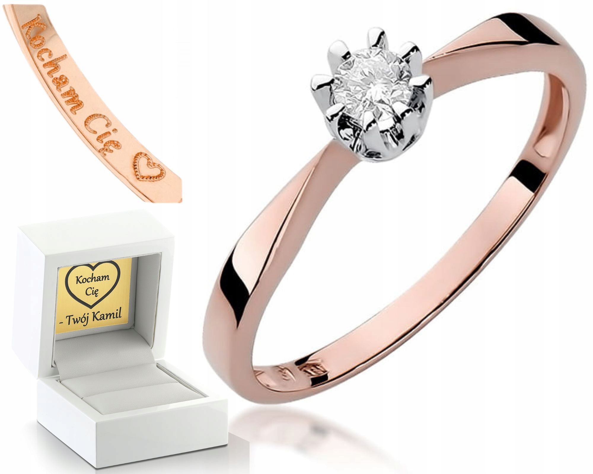 Růžové Zlato Prstýnek Se Zásnubním Briliantem Dárek