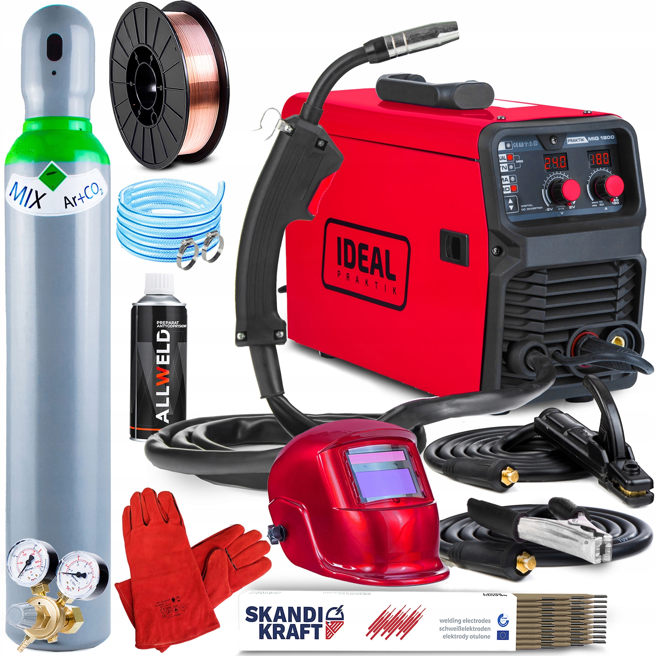PÓŁAUTOMAT SPAWALNICZY IDEAL PRAKTIK MIG 1800 MAG MMA TIG 180A 230V SYN 3W1