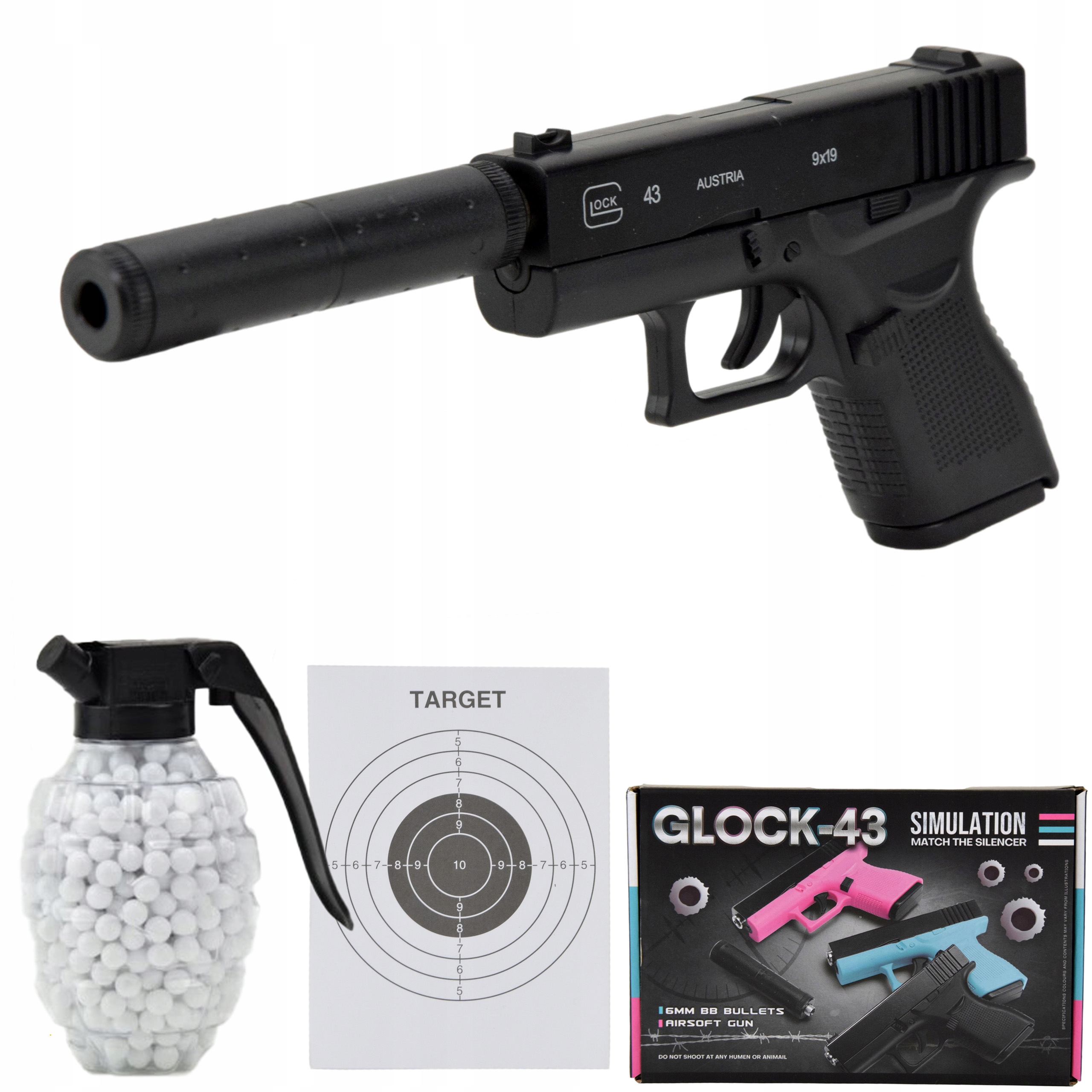 

Pistolet Kulki Tłumik Glock Asg Metal 800