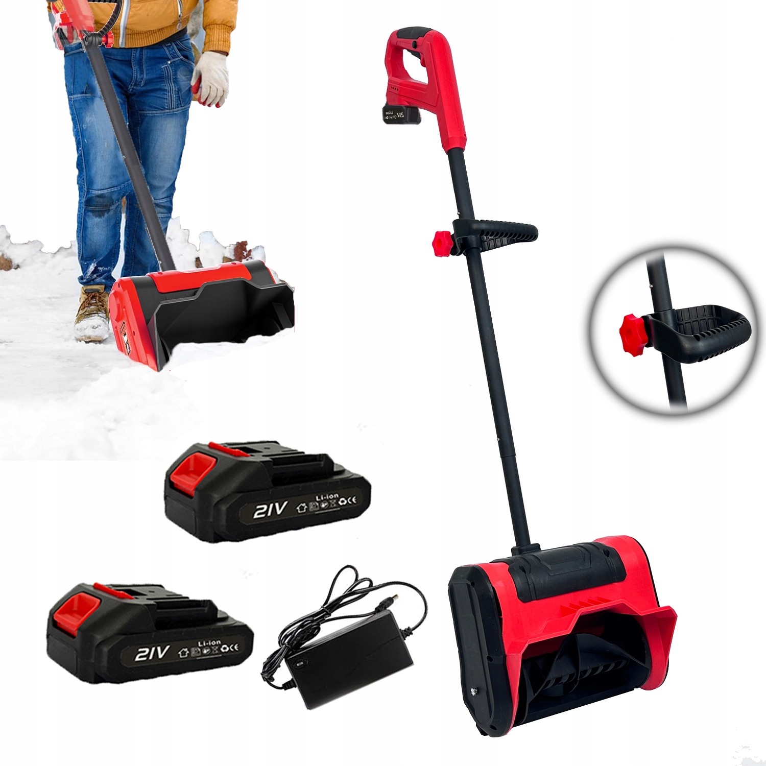 21V Akumulátorová Elektrická Snehová Fréza 600W 2 Batérie, 32 CM