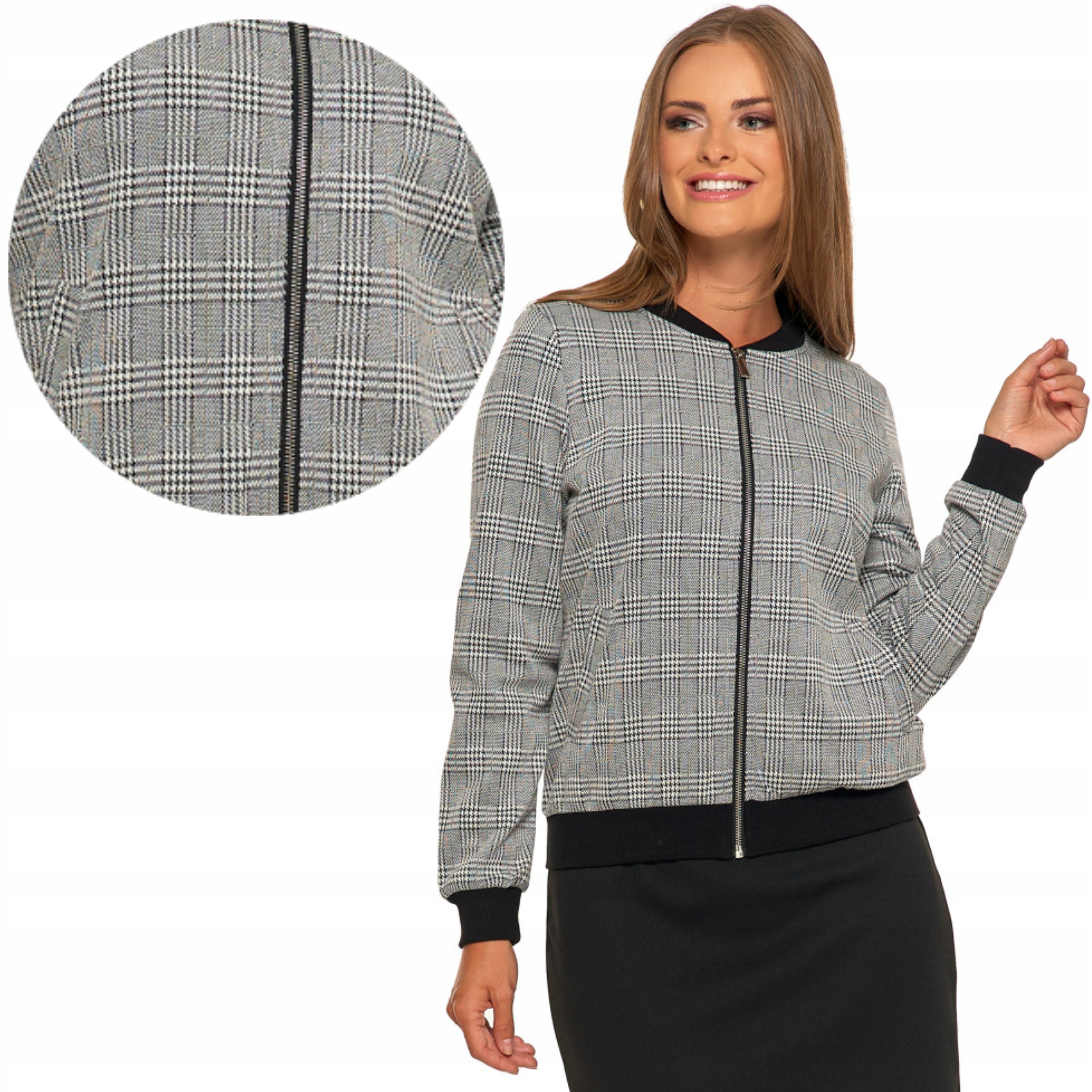 Mikina Bomber na zip Mřížkový vzor Pohodlné kapsy Moraj M