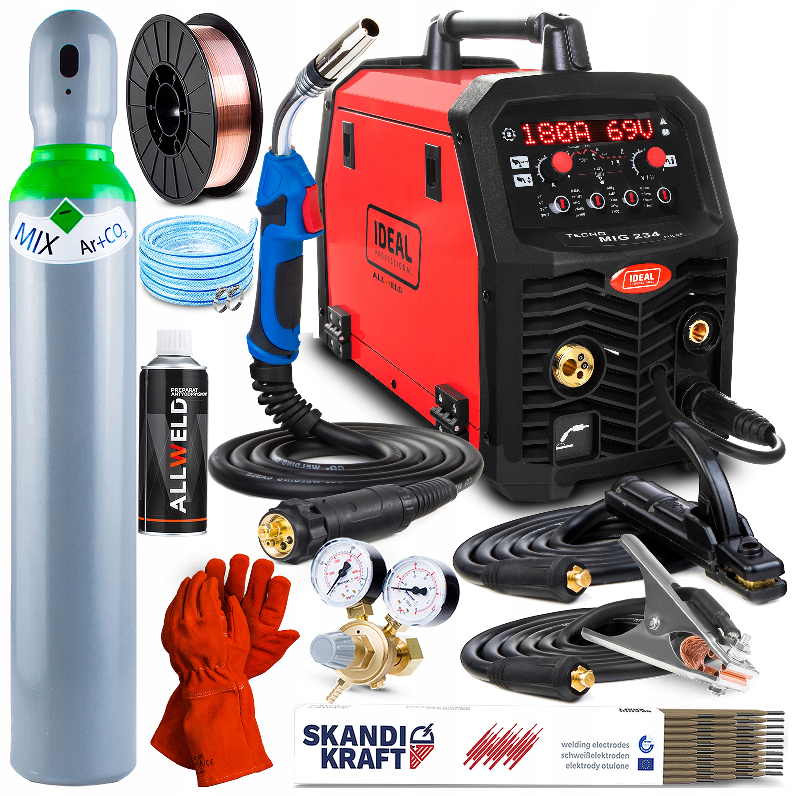 Poloautomatický Svařovací Stroj Ideal Tecno Mig 234 Pulse 4X4 Synergie Mma Tig 200A