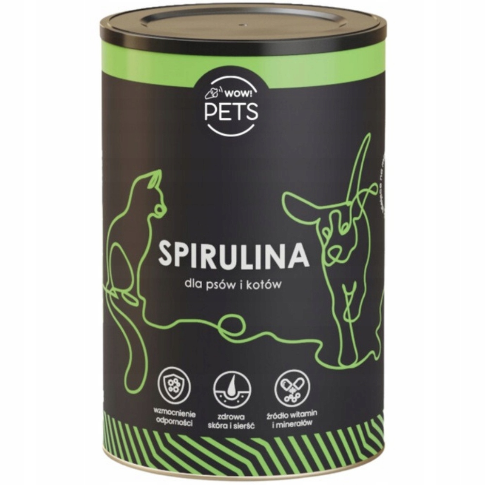 Levně Wow Hau Spirulina Doplněk stravy Pro Kočky a psa Zdroj vitamínů Minerálů 500 g
