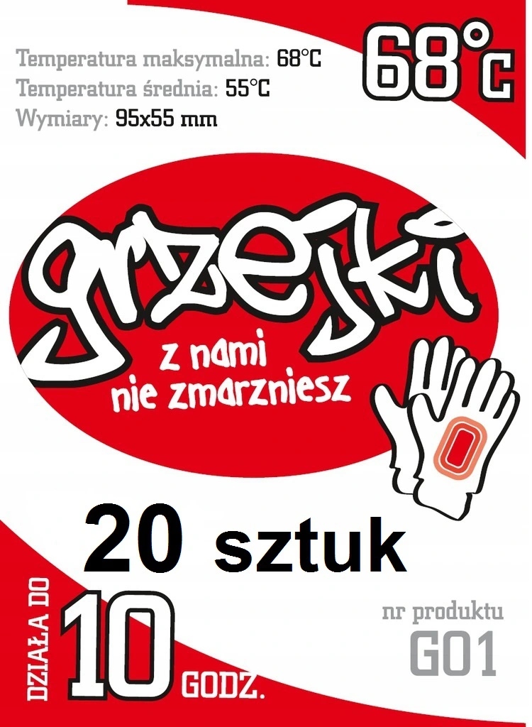 

Grzejki Ogrzewacz do Rąk Dłoni Rękawiczek 20 szt