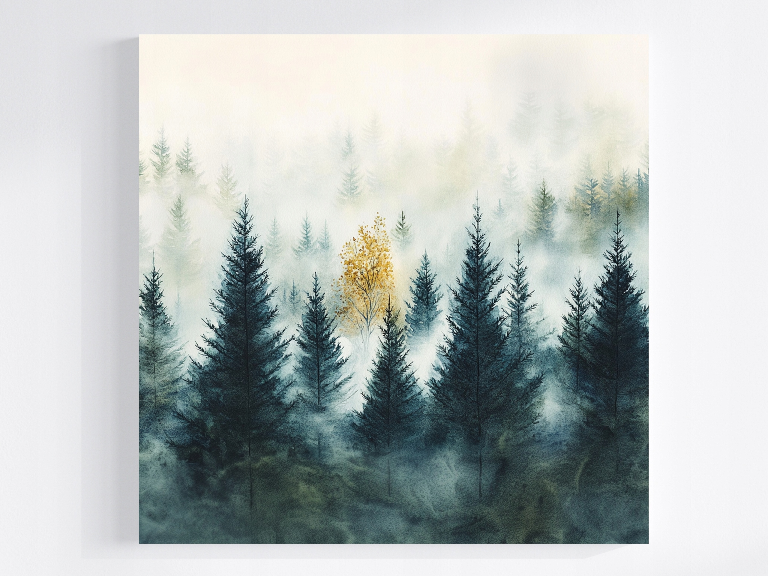 Obraz Na Plátně Canvas Krajina Hory Les Stromy Smrkové Mlha Podzim 80x80