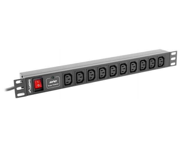 Zásuvková Lišta Rack Pdu 1U 10A 10X Iec C13 2M Černá C14 Lanberg