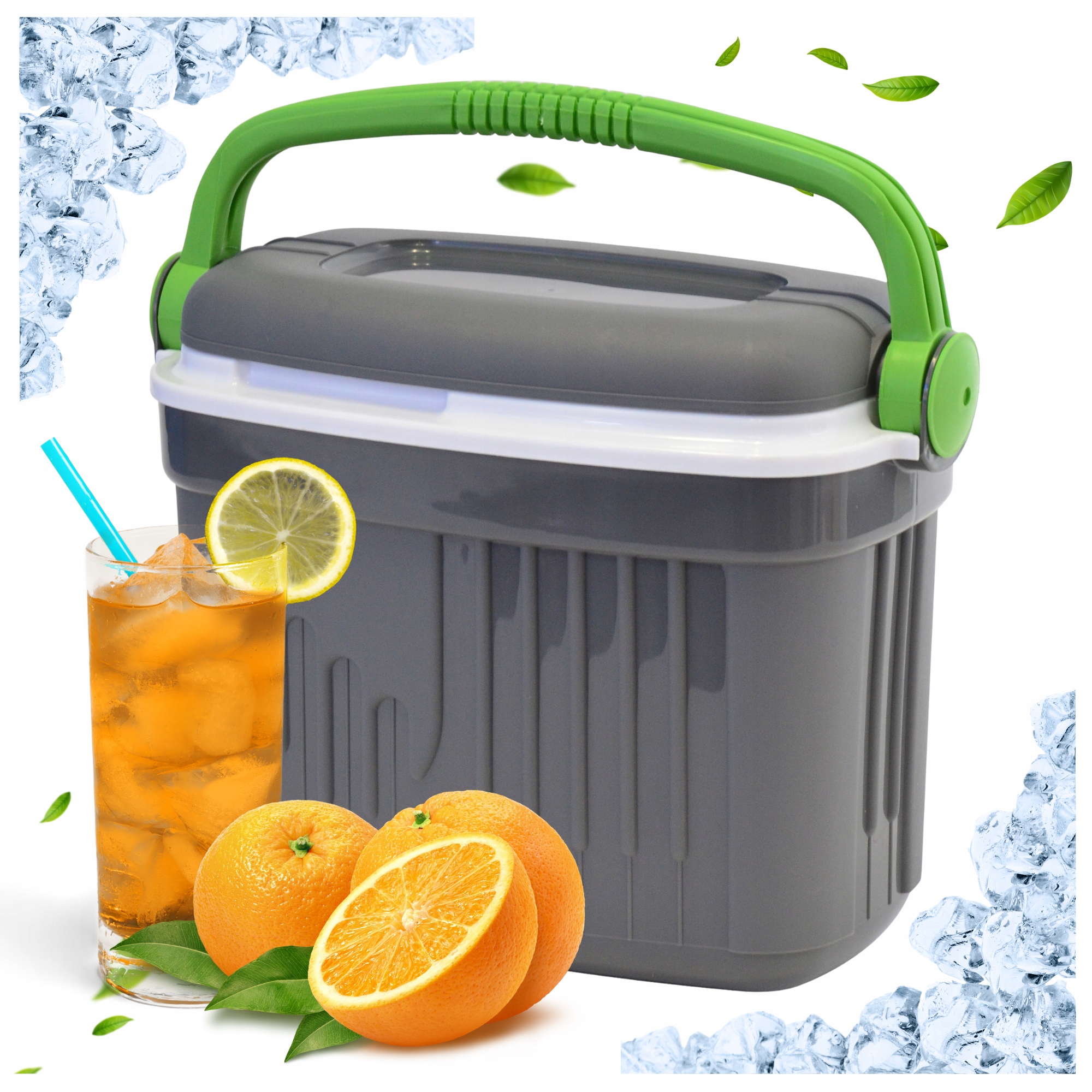 Lodówka turystyczna 8L Kamai Iceberg na wkłady mrożące, antracyt z rączką