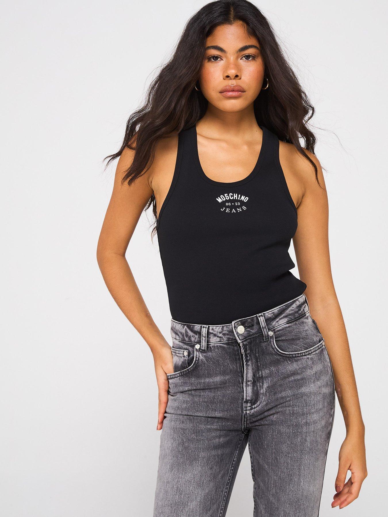 Moschino Džínový Top S Logem K1J0804 Xs